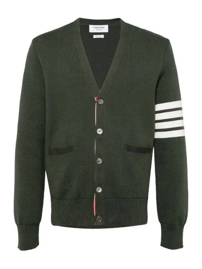 Milano Stitch 4 Bar Cardigan Dark Green - THOM BROWNE - BALAAN 2