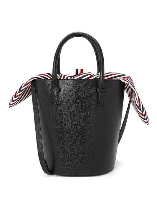 Pebble Grain Leather Bucket Bag Black - THOM BROWNE - BALAAN 2