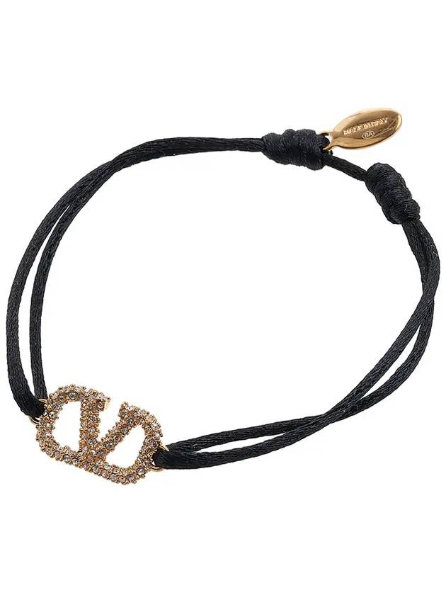 V Logo Signature Bracelet Black Gold - VALENTINO - BALAAN 1