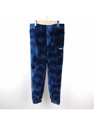 Men's Small Logo Velor Training Pants Navy MP61 - MSGM - BALAAN 1