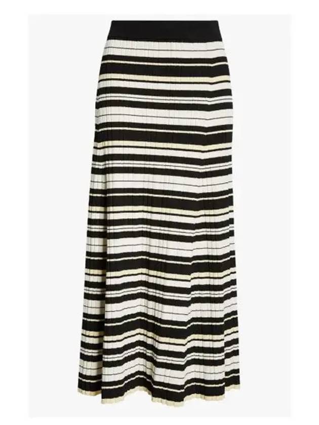 Future Viscose Rib H-Line Skirt Black White - GANNI - BALAAN 2