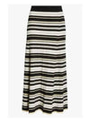 Future Viscose Rib H-Line Skirt Black White - GANNI - BALAAN 3