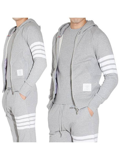 Engineered 4 Bar Diagonal Zip Up Hoodie Light Grey - THOM BROWNE - BALAAN 2