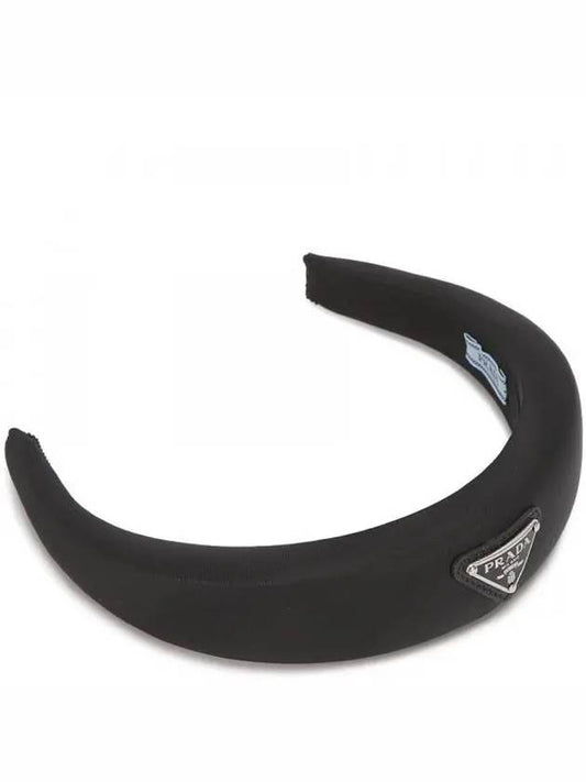 Re-Nylon Triangle Logo Band Hair Accessories Black - PRADA - BALAAN 2