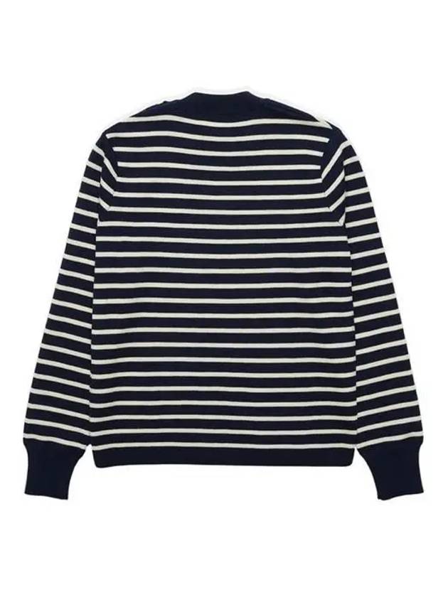 Striped Crewneck Knit Top Nautic Blue White - AMI - BALAAN 3