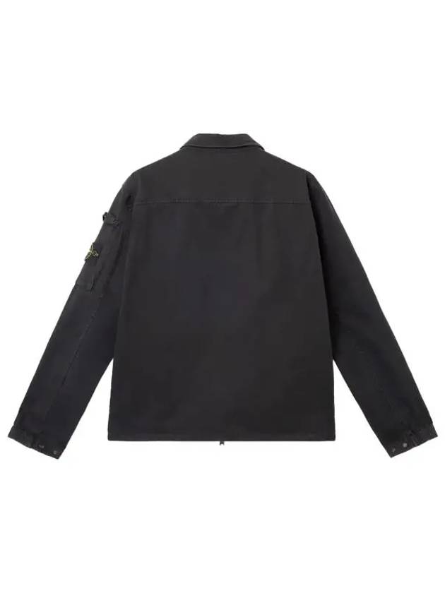 Organic Zip-Up Fastening Shirt Zip-Up Jacket Black - STONE ISLAND - BALAAN 3