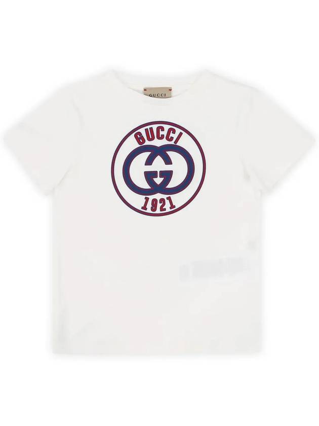 Kids GG Logo 1921 Print Short Sleeve T-Shirt White - GUCCI - BALAAN 4