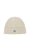 Logo Patch Wool Beanie Beige - STONE ISLAND - BALAAN 1