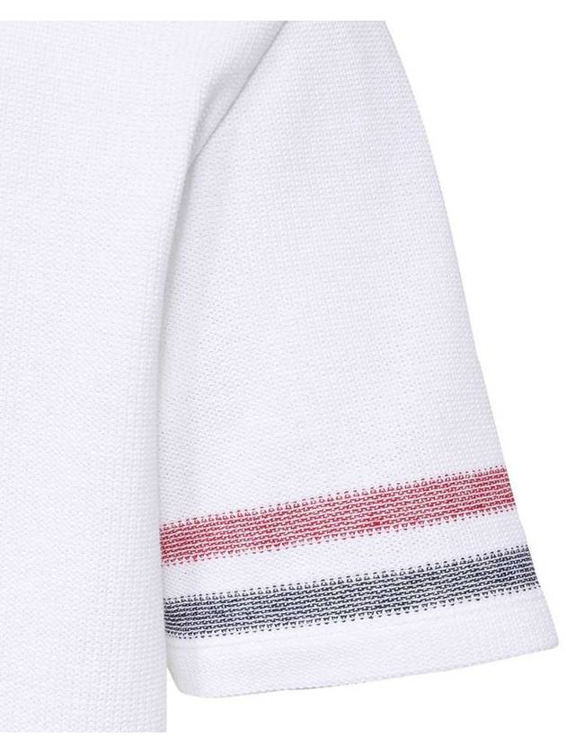 Textured Cotton Stripe Short Sleeve T-Shirt White - THOM BROWNE - BALAAN 8