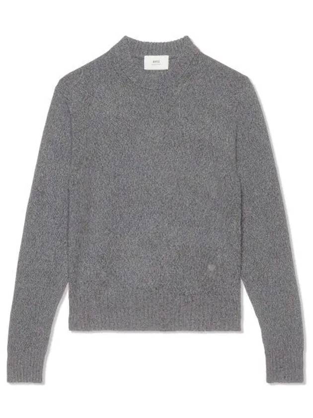 Men's Cashmere Blend Crew Neck Knit Top Grey - AMI - BALAAN 2