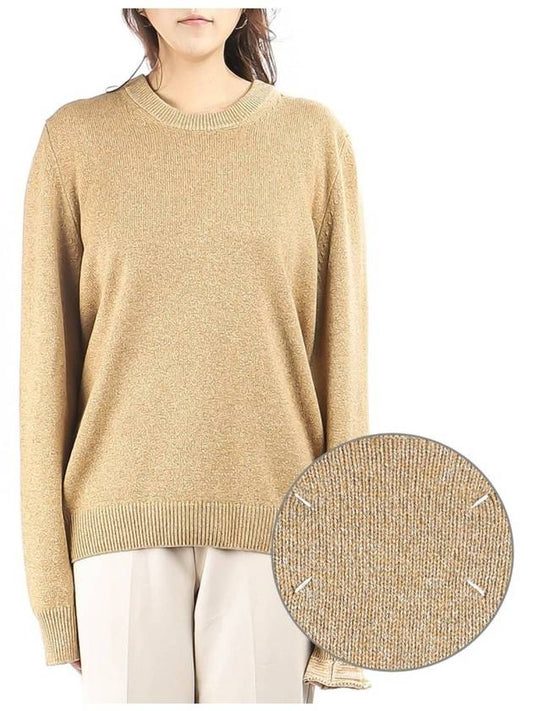 Stitched Round Neck Wool Knit Top Beige - MAISON MARGIELA - BALAAN 2