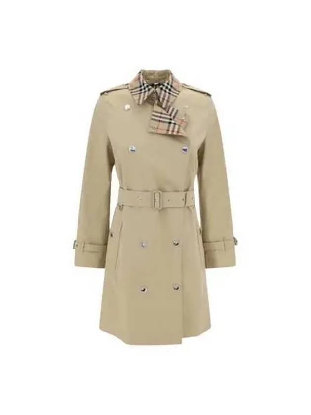 Check Trim Gabardine Trench Coat Honey - BURBERRY - BALAAN 2