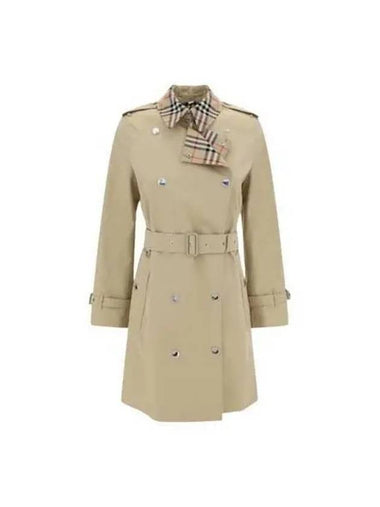 Trench coat women s check trim gabardine beige - BURBERRY - BALAAN 1