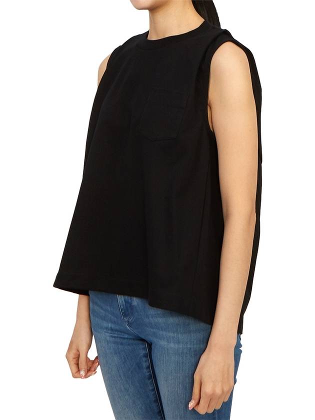 Pleats Detail Cotton Sleeveless Black - SACAI - BALAAN 5