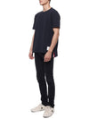 Men's Center Back Striped Short Sleeve T-Shirt Navy - THOM BROWNE - BALAAN 5