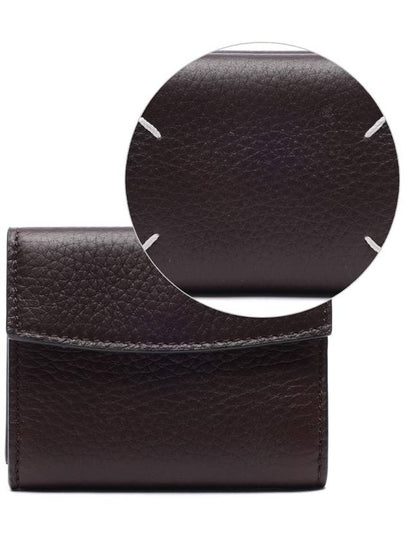 Trifold Stitched Leather Half Wallet Brown - MAISON MARGIELA - BALAAN 2