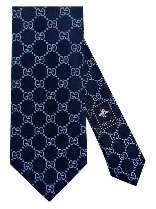 GG Logo Silk Tie Navy - GUCCI - BALAAN 2