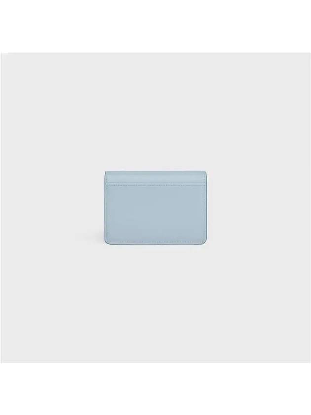 Triomphe Shiny Calfskin Flap Card Wallet Pearl Blue - CELINE - BALAAN 5