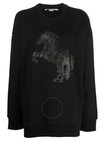 Stella Mccartney Ladies Black Crystal-Applique Cotton Sweatshirt, Size Medium - STELLA MCCARTNEY - BALAAN 1