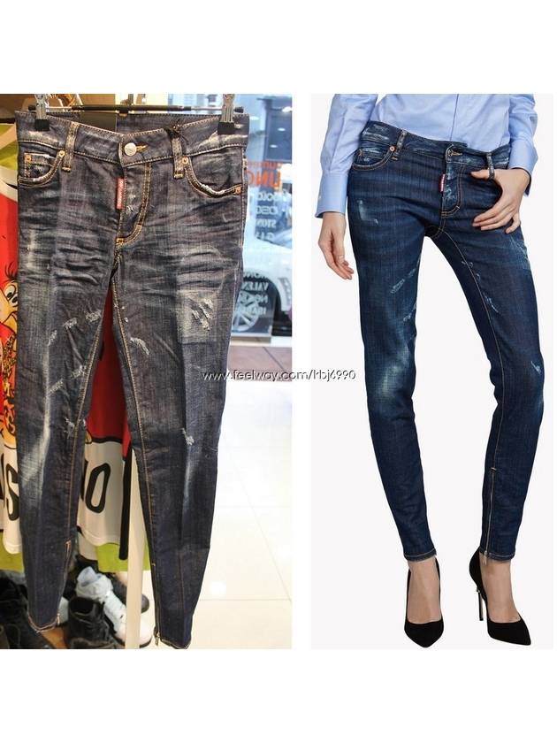 Women's Circle Wrinkle Medium Waist Jeans 75LA0659 - DSQUARED2 - BALAAN 1