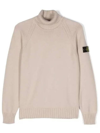 Stone Kids 6 8 Wappen Turtleneck Sweater Beige - STONE ISLAND - BALAAN 1