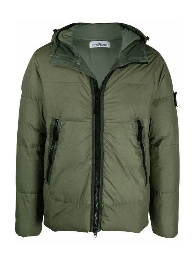 Garment Dyed Crinkle Reps Down Padded Olive - STONE ISLAND - BALAAN 2