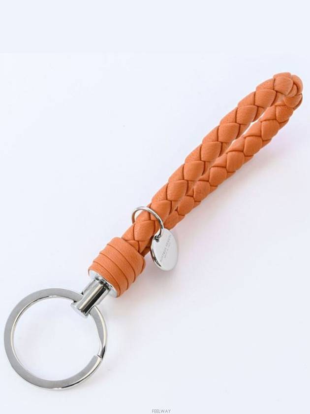 Intrecciato Leather Key Holder Coral - BOTTEGA VENETA - BALAAN 3