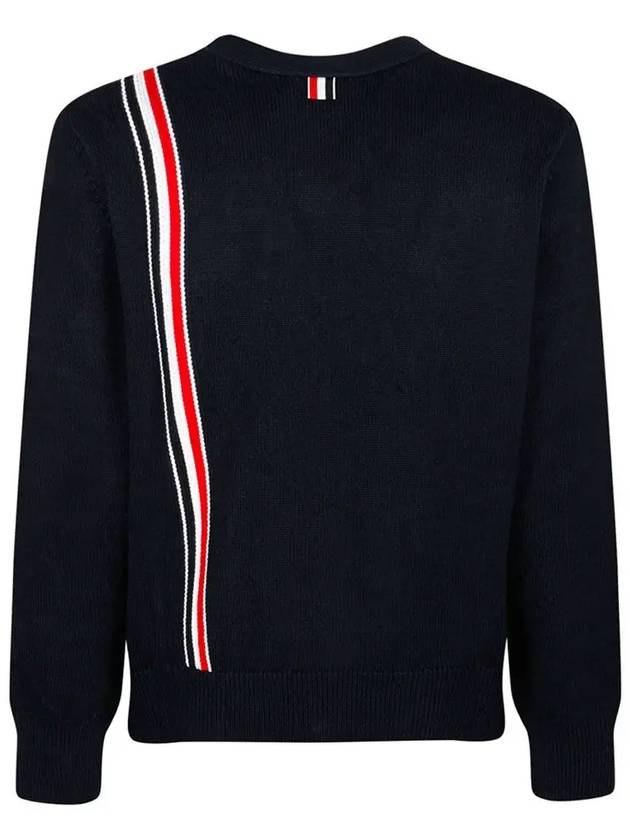 RWB Striped Intarsia Cotton Cardigan Navy - THOM BROWNE - BALAAN 3