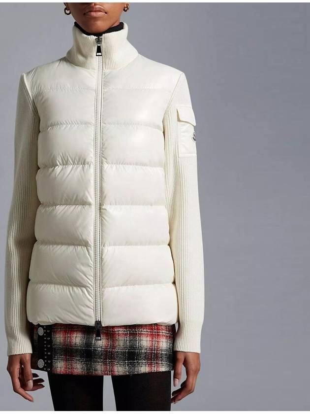 Merino Wool Padded Cardigan White - MONCLER - BALAAN 2