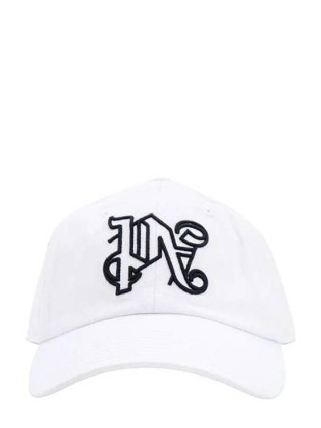 Monogram Embroidered Base Ball Cap White - PALM ANGELS - BALAAN 2