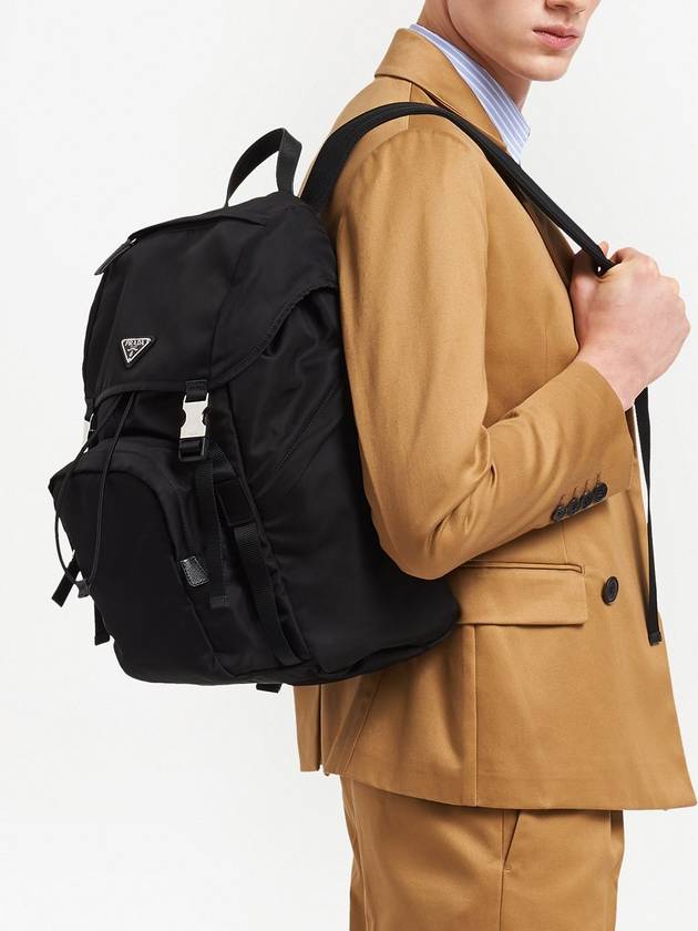 Re-Nylon Saffiano Leather Backpack Black - PRADA - BALAAN 6