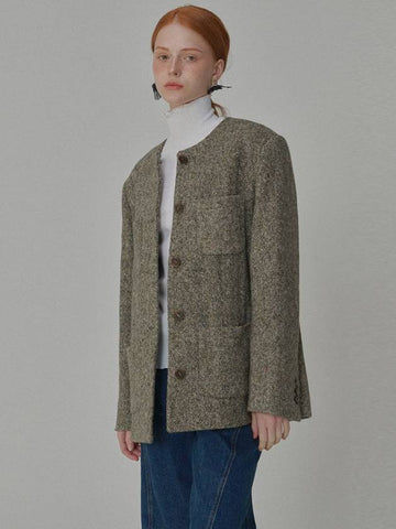 Fancy Wool Round Jacket Brown - OPENING SUNSHINE - BALAAN 1