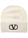 Signature V Logo Wool Beanie Ivory - VALENTINO - BALAAN 2