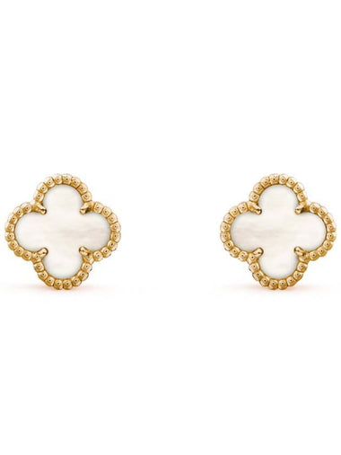 Sweet Alhambra Earrings Gold White - VANCLEEFARPELS - BALAAN 1