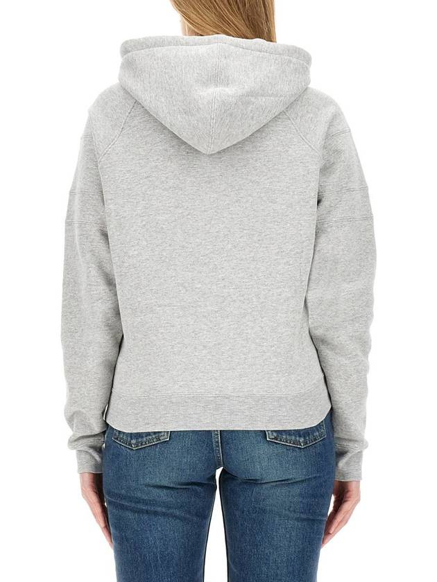 Logo Kangaroo Pocket Fleece Hoodie Grey - SAINT LAURENT - BALAAN 4