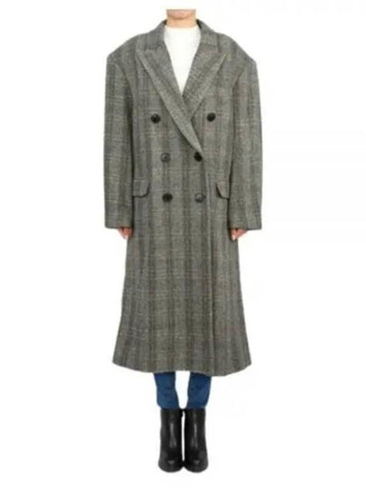 Women's Check Pattern Double Coat Beige - ISABEL MARANT - BALAAN 2