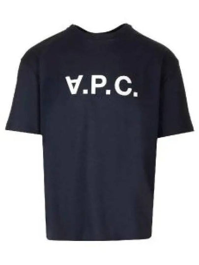 Logo Print Crew Neck Short Sleeve T-Shirt Navy - A.P.C. - BALAAN 2