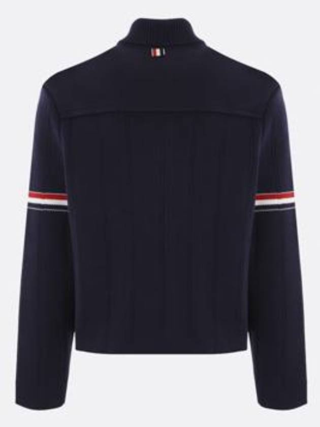 Single Breasted Button Cotton Jacket Navy - THOM BROWNE - BALAAN 3