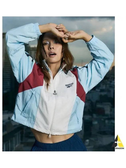 rival crop windbreaker women blue - REEBOK - BALAAN 1