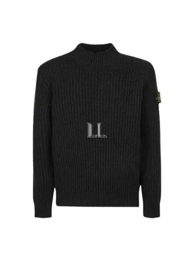 Compass Badge 3D Knit Top Black - STONE ISLAND - BALAAN 2