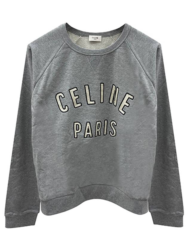 Paris Loose Cotton Fleece Man To Man Grey Melange - CELINE - BALAAN 2