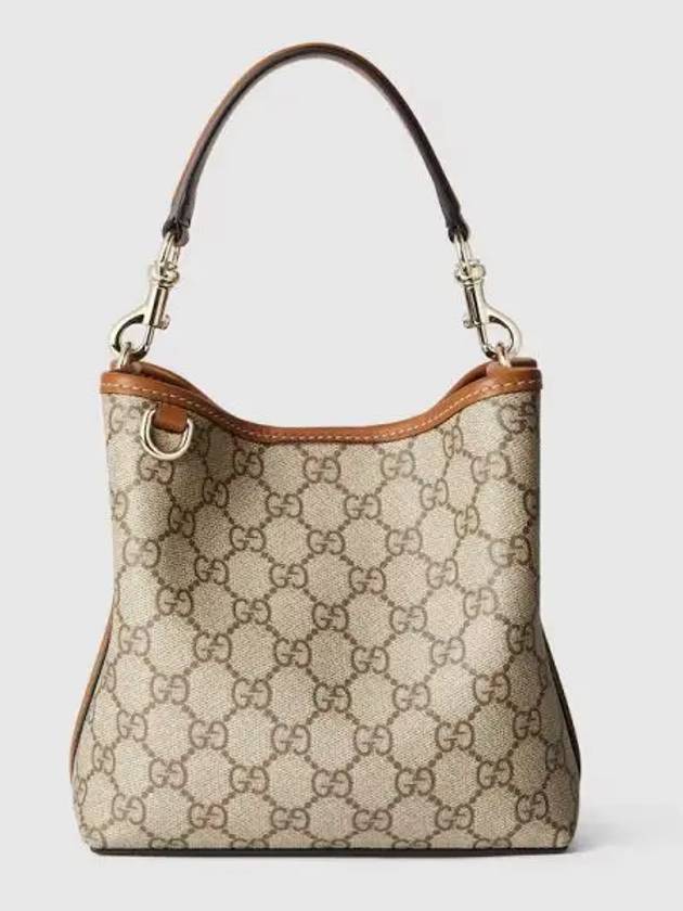 GG emblem mini bucket bag beige dark brown canvas 815118FAD6L9758 - GUCCI - BALAAN 1