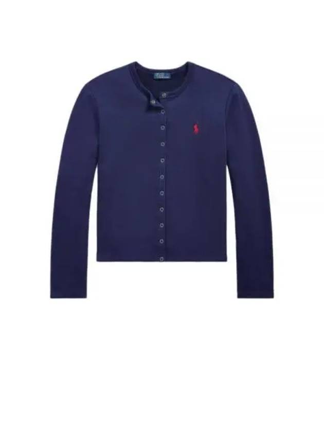 Embroidered Snap Button Cardigan Blue - POLO RALPH LAUREN - BALAAN 2