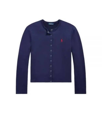 Embroidered Snap Button Cardigan Blue - POLO RALPH LAUREN - BALAAN 2