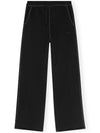 Embroidered Logo Cotton Wide Pants Black - GANNI - BALAAN 2