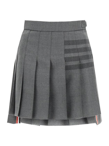 Women's 4 Bar Stripe Pleats Skirt Grey - THOM BROWNE - BALAAN 1