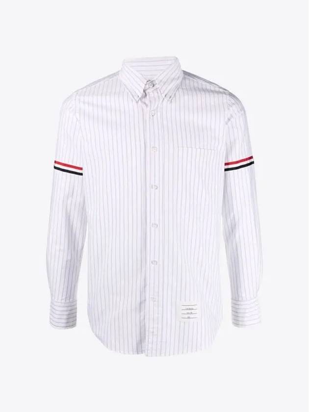 Oxford Armband Stripe Cotton Long Sleeve Shirt White - THOM BROWNE - BALAAN 2