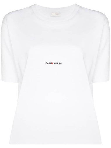 Rive Gauche Short Sleeve T-Shirt White - SAINT LAURENT - BALAAN 1