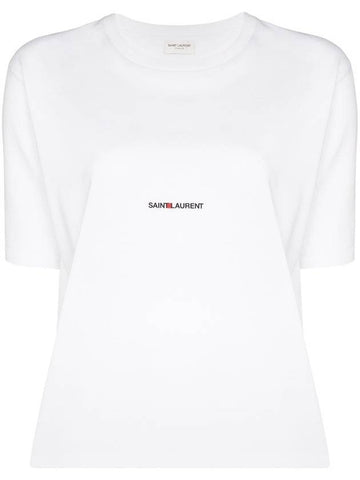 Rive Gauche Short Sleeve T-Shirt White - SAINT LAURENT - BALAAN 1