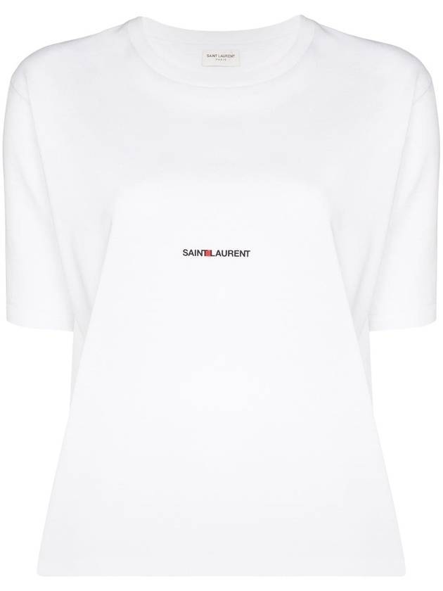 Rive Gauche Short Sleeve T-Shirt White - SAINT LAURENT - BALAAN 1